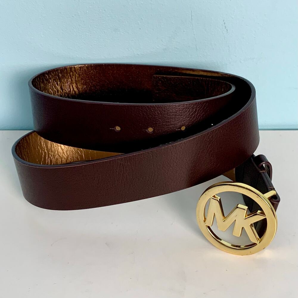 NWOT Michael Kors Brown with Gold Logo Belt Size Large